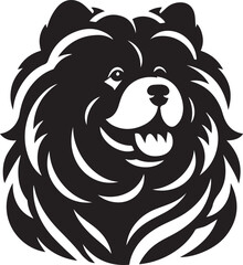 Cute Fluffy Chow Chow Dog Vector Silhouette Illustration – Black and White Pet Art Design	
