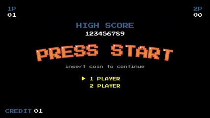 PRESS START INSERT A COIN TO CONTINUE. Retro Arcade Pixel Art Game Menu with High Score Display .pixel art .8 bit game. retro game. for game assets on black background - Powered by Adobe