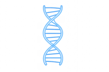 Blue neon dna helix rotating on transparent background