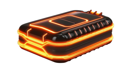 Futuristic fuel tank with glowing orange accents