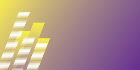 Abstract Yellow and Purple Gradient with Stylized Bar Graph Elements.