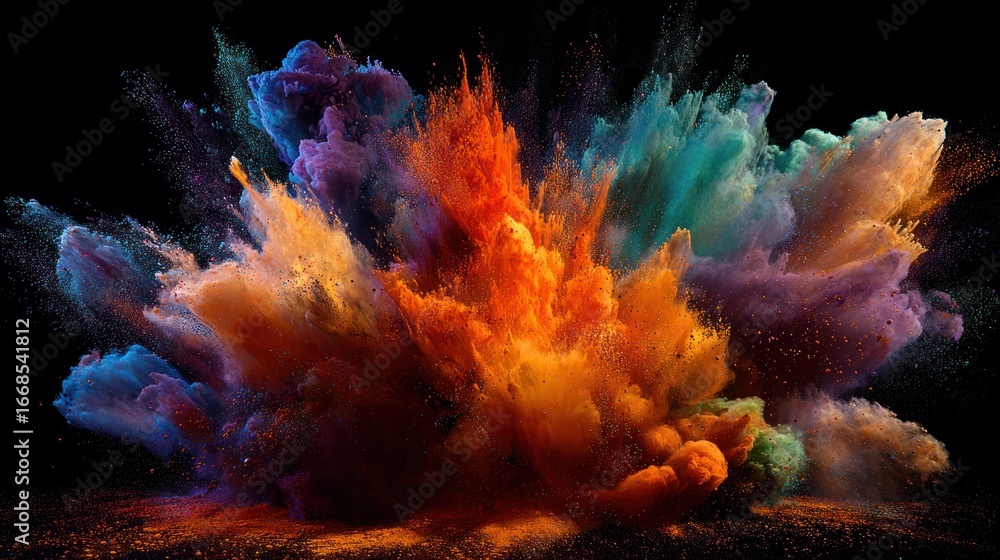 Poster explosion of vibrant color: a captivating display of chromatic dynamics, each hue creating a strikin