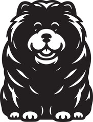Cute Fluffy Chow Chow Dog Vector Silhouette Illustration – Black and White Pet Art Design	