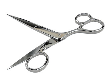 Pair of metallic shears, angled view