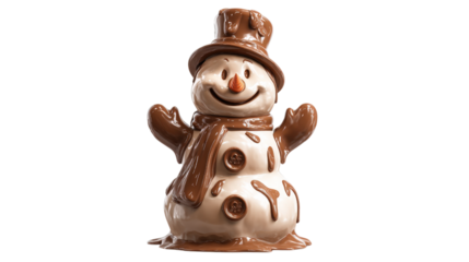 Chocolate Snowman with Top Hat and Scarf on Transparent Background Festive and Delicious Winter Treat