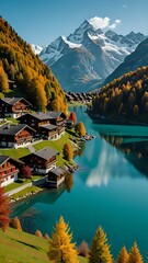 lake in the mountains in autumn