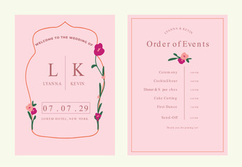 floral frame cute wedding card invitation