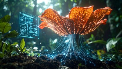 Bioluminescent mushroom network with digital interface