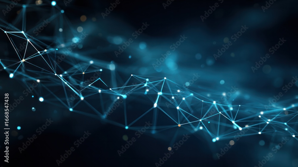 Poster abstract data network: a mesmerizing depiction of interconnected data points and lines, forming a dy