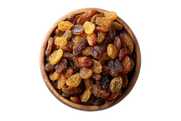 Obraz premium bowl filled with sweet raisins isolated on transparent background
