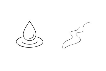 Fototapeta premium Simple line art icons representing water drop and flowing stream for nature and environment