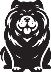Cute Fluffy Chow Chow Dog Vector Silhouette Illustration – Black and White Pet Art Design	