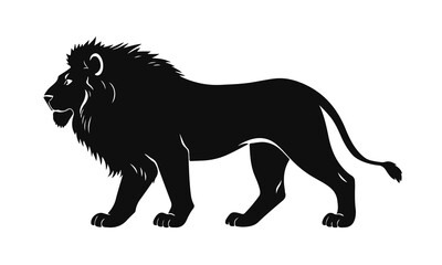 Lion silhouette vector, wild animal art, majestic lion illustration, powerful predator logo, black lion design