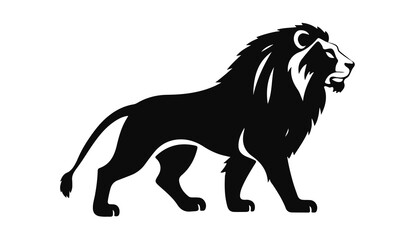 Lion silhouette vector, wild animal art, majestic lion illustration, powerful predator logo, black lion design