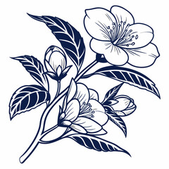  camellia blue with leaves