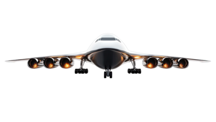 Futuristic jetliner against black background