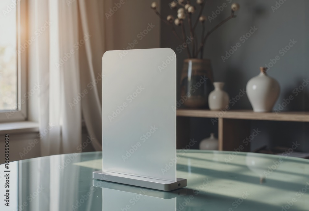 Aufkleber blank counter shield panel displayed on a desk in a modern setting