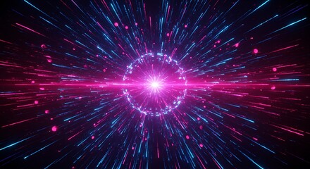 Fototapeta premium Abstract illustration of a glowing energy core emitting radiant light and dynamic streaks.