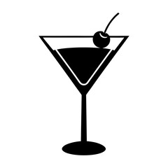 martini glass with cherry vector art