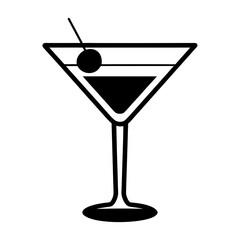 martini glass with cherry vector art