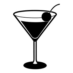 martini glass with cherry vector art