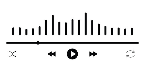 Minimalist Music and Media Player Interface – Audio Video Playback Panel with Timeline Bar, Controls, and Song Display