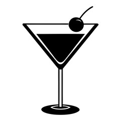 martini glass with cherry vector art