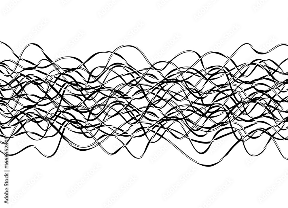 Poster waves of thin black lines on a white background. abstract pattern. design element for covers, advert