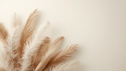 Obraz premium Elegant beige pampas grass isolated on white background, a trendy and decorative floral arrangement for bohemian wedding or home decor with soft, neutral tones