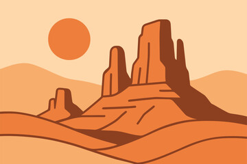 Desert core Rock Formation Sand Dunes Minimal Flat Vector