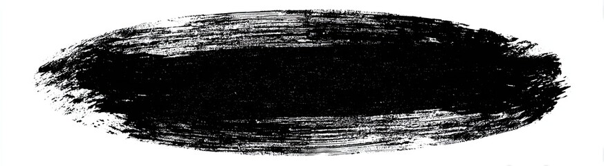 Black paint stroke, oval shape, textured
