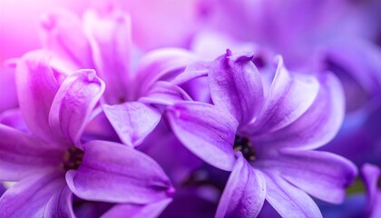 Soft Focus Purple Hyacinth Blossoms in Dreamlike Light