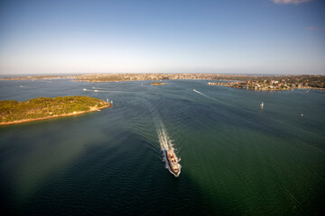 Aerial shot of Sydney Harbour and bay area