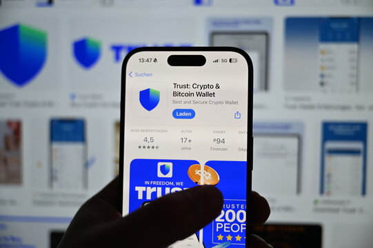 Germany - August 25,2025: Trust: Cripto Wallet App on Phone