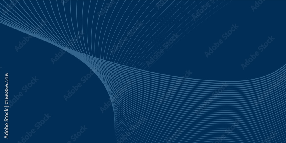 Aufkleber wave line of flowing particles over dark abstract vector background, smooth curvy shape shining dots