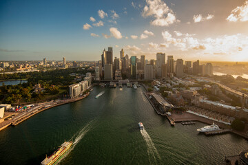 Aerial shot of Sydney Harbour and bay area