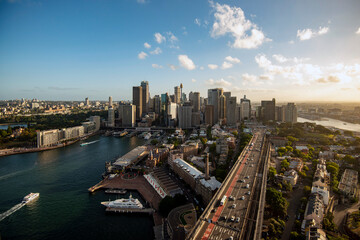 Aerial shot of Sydney Harbour and bay area