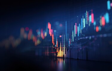 Abstract financial chart display with vibrant color-coded data points