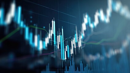 Close-up stock market chart with various indicators