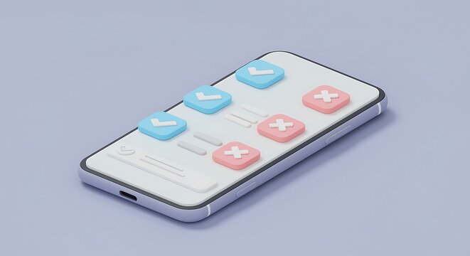 Minimalist Smartphone Interface with Checklist and Addition Icons for Task Management and Productivity in Pastel Colors