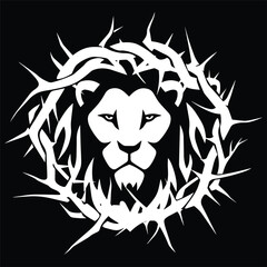 Lion Head With Crown Of Thorns Silhouette Icon