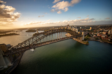 Aerial view of Sydney Harbour Bridge taken from a helicopter