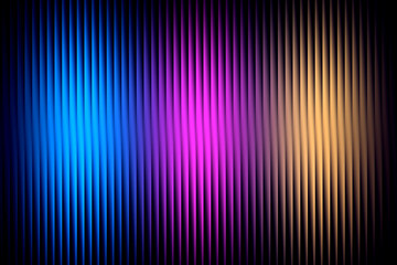A vertical abstract background with a gradient of blue, purple, and gold light illuminating ribbed lines