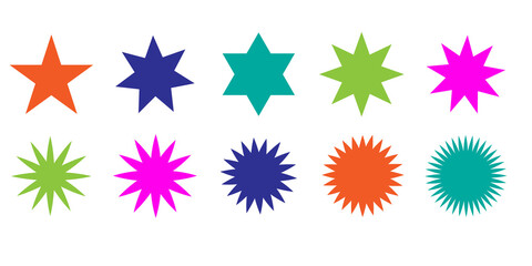 set of colorful vector stars