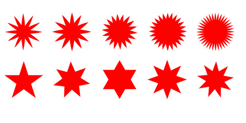 vector illustration of a set of red stars