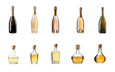Collection of Tequila and Champagne isolate on transparent background