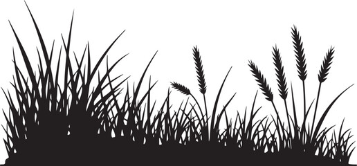 Wheat and Grass Silhouette Border Set for Farm and Nature Themes