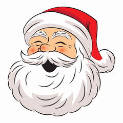 Santa Claus Icon Set: Christmas Faces with Candy Cane Snowflake