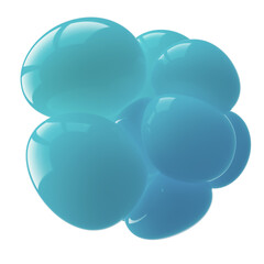 Abstract Blue Geometric Shape with Glossy Finish on White Background