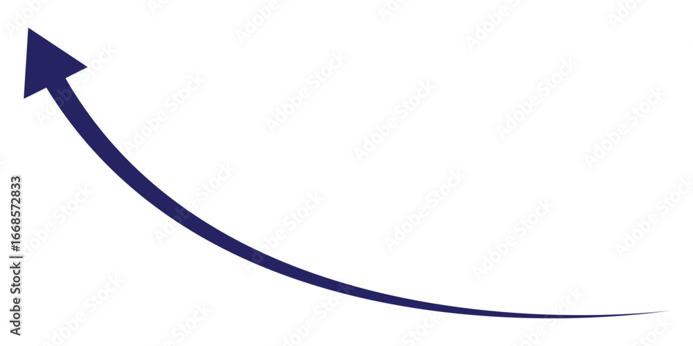 Poster blue arrow icon curved upwards . blue curve arrow icon . long arrow icon . curve arrow vector illust